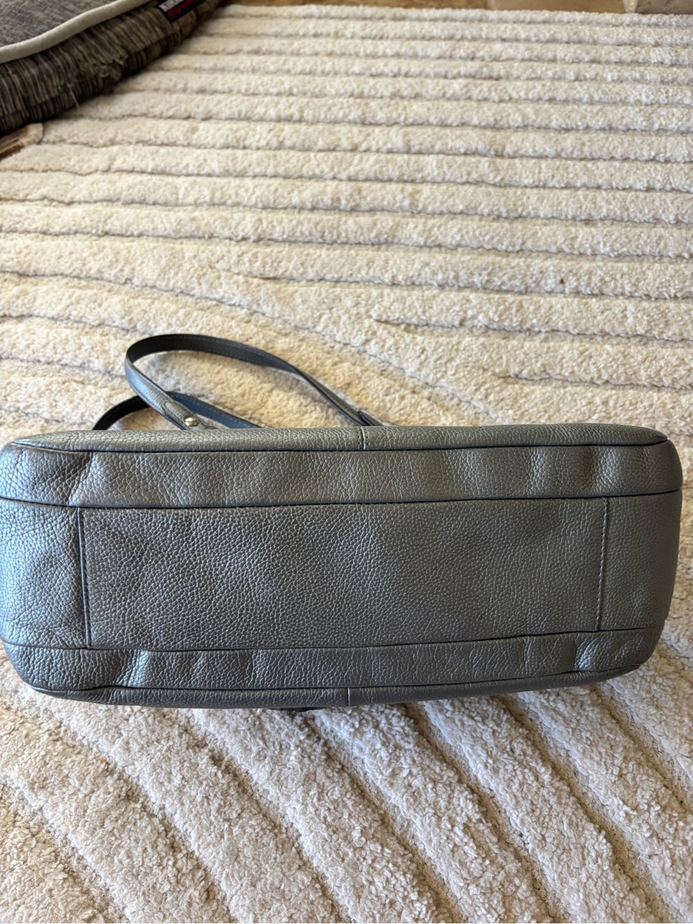 Coach Pebbled Leather Turnlock Shoulder Bag in Metallic Gray - Picture 7 of 13